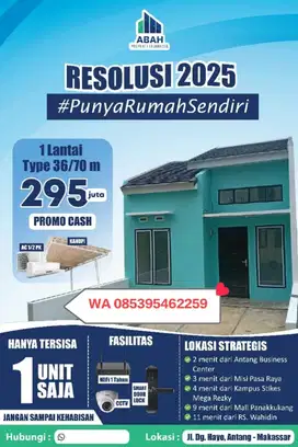 RUMAH DG HAYO ANTANG FULL FASILITAS 9 MENIT DARI MP  KOTA MAKASSAR