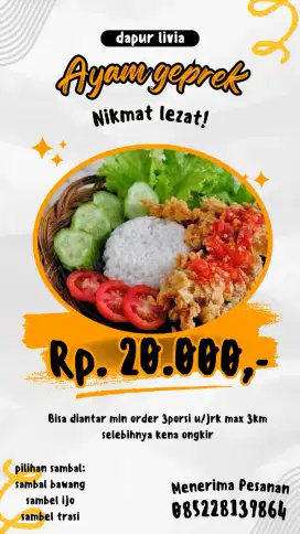 Ayam geprek dan cemilan