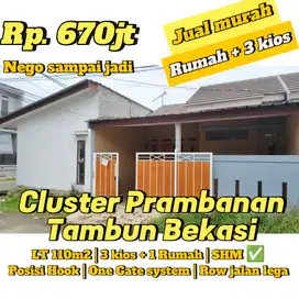 DI JUAL MURAH Rumah + 3 Kios Siap huni di Cluster Prambanan Bekasi