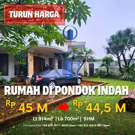 Dijual, Rumah Pondok Indah, Lt. 914m², Lb.700m², Furnished, SHM