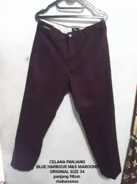 BLUE HARBOUR M&S MAROONS ORIGINAL SIZE34 PANJANG 98CM mulus warna joss