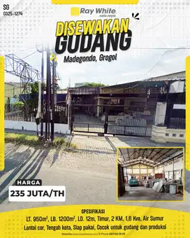Sewa gudang madegondo Grogol solobaru