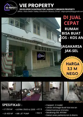 BANTING HARGA JUAL DIBAWAH PASARAN RUMAH KOS DI JAGAKARSA