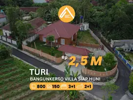 Jual Rumah Villa Nuansa Limasan View Sawah Turi Bangunkerto Siap Huni
