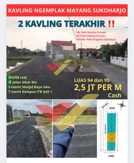 JUAL KAVLING NGEMPLAK MAYANG SUKOHARJO GENTAN DEKAT SOLO