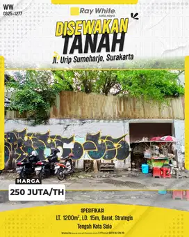 Tanah disewakan di Jl Urip Sumoharjo Purwodiningratan Jebres Solo