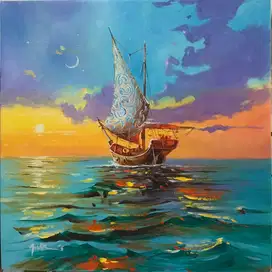 Lukisan kapal 60x60 cm