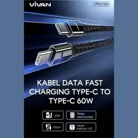 Vivan Data Cable VFCC120 60W Type-C to Type-C 120CM