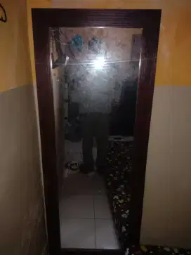 Jual cermin pigura kayu jati ukiran 60x160 dan lukisan abstrak..