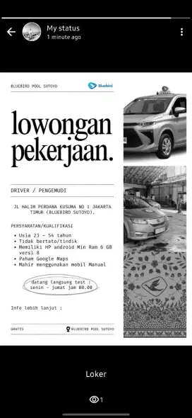 Loker Driver Taksi Online