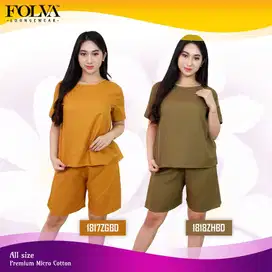 FOLVA Baju rumah wanita katun premium halus atasan setelan celana pend