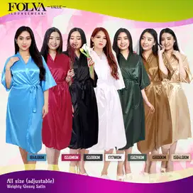 FOLVA Kimono wedding bridesmaid robe selutut baju tidur wanita Satin