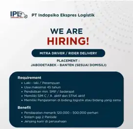 LOWONGAN KURIR DELIVERY CURUG TANGERANG