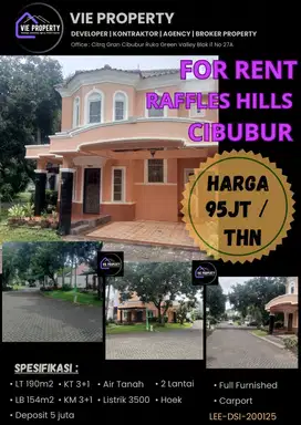 Di Sewakan Rumah Cantik Furnish.  Raffles Hill Cibubur.