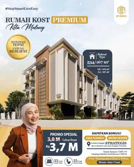 RUMAH KOS PREMIUM 35 KAMAR DEPAN UMM DAN DEKAT UB KOTA MALANG