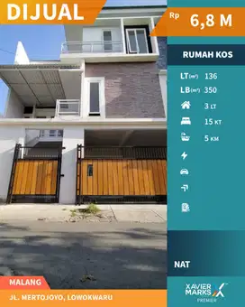 Properti Langka Dijual Rumah Kost Ekslusif Mertojoyo Lowokwaru Malang