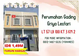 Rumah Baru Akses 2 mobil Perumahan Gading Griya Lestari