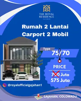 Rumah Cantik Colomadu 2 Lantai 2 Carport Mobil