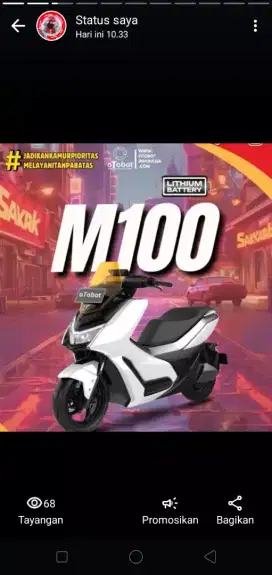 Uwinfly M100 baterai lithium