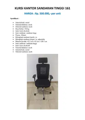 KURSI KANTOR SANDARAN TINGGI 161