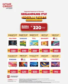 Promo cicilan TV hanya dihomecredit cuma pake e ktp aja lohh