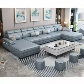 Sofa Minimalis Ruang Tamu Letter U Full Kulit
