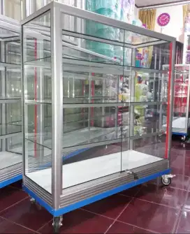 Etalase Toko Panjang 1Mx1M Pake RODA BESAR & Kunci