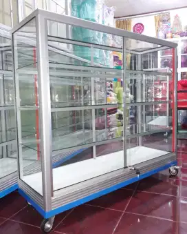 Etalase Panjang 1,2Mx1M Sudah Lengkap Dengan RODA BESAR