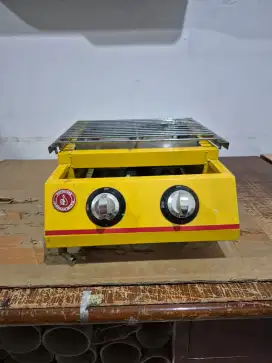 Alat Panggang gas tanpa asap Gas Roaster Griller 2 tungku