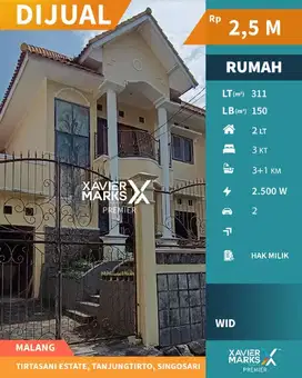 c070 Rumah Luas ada sisa lahan Lokasi Tirtasani Estate,Singosari