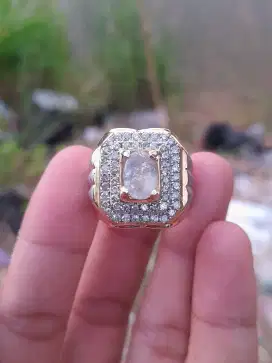 Cincin Pria Batu White Saphire Srilanka Keliling Berlian