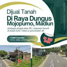 Jual Tanah 1.2ha di Pinggir Jalan PU Mojopurno