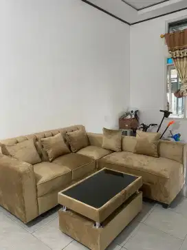 Sofa L minimalis kancing murah