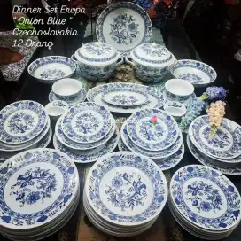 Dinner set Vintage Eropa Onion Blue Ceko
