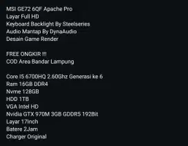 MSI GE72 6QF Apache Pro