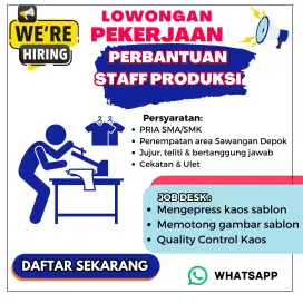 LOWKER PRIA PERBANTUAN PRODUKSI SABLON