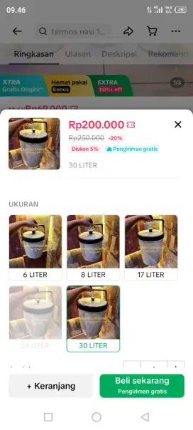 Termos nasi ukuran 30L