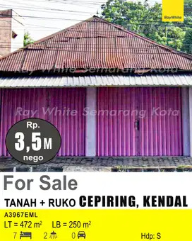 Tanah dan Rumah Jalan Nasional Cepiring dekat Pasar