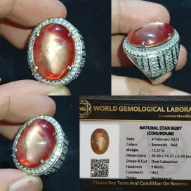 Natural brownish red Ruby Star Madagaskar 15 ct warna paparaca