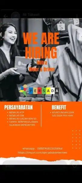 Lowongan kerja kurir Shopee