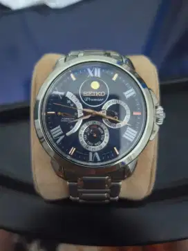 Seiko Premier SRX017P1 Kinetic Direct Drive Moonphase Blue Dial
