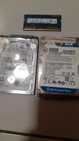HARD DISK LAPTOP 500 GB + MEMORY 4GB PC3L