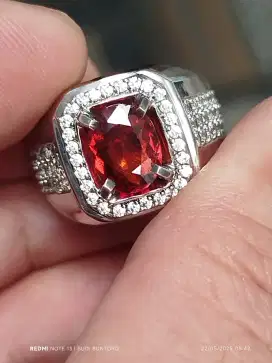 Batu Mandarin garnet 1.77 carat ring perak memo skylab top kristal