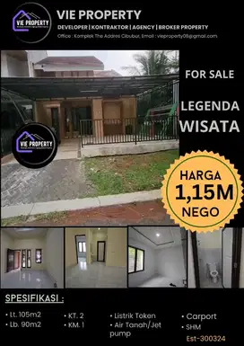 BANTING HARGA  DIJUAL MURAH rumah di Legenda Wisata Cibubur