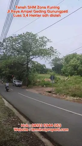 Tanah Zona kuning Jl raya Ampel Gadeng 2 menit UNES Sekaran Gunungpati