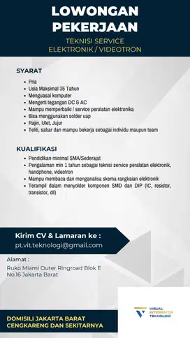 TEKNISI SERVICE ELEKTRONIK / VIDEOTRON