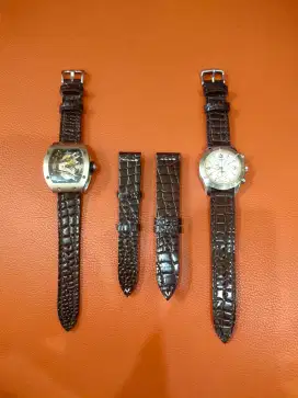 Jual Tali Jam Tgn kulit Asli Coklat Tua dari Kulit Buaya Papua.