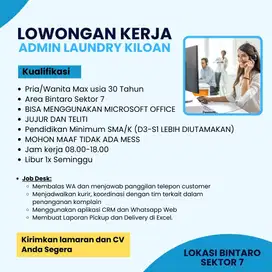Admin Kasir Laundry Kiloan/Satuan