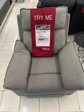 PROMO CUCI GUDANG !!! SOFA RECLINER 1 SEATER LORRY FABRIC - ABU ABU