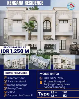 Rumah mewah dua lantai di tengah kota bandar lampung